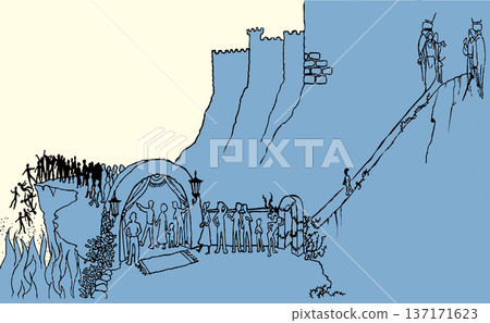 Two different ways. Vector drawing scene Two different ways. Vector drawing scene 137171623