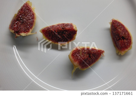 Fresh Figs Served as Dessert with Cheese 137171661