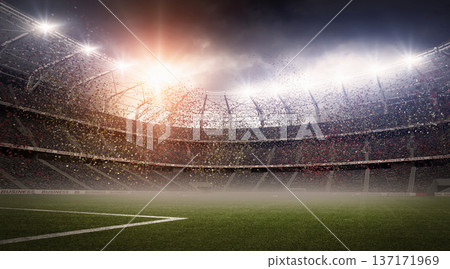 Soccer stadium at night 137171969