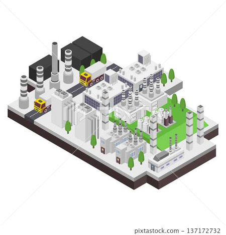 Isometric coal power plant Isometric coal power plant 137172732