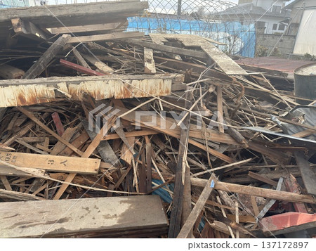 House demolition site: Showa era wooden old house House demolition site: Showa era wooden old house 137172897