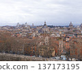 Panoramic Rome City Skyline With Historic Domes, Rooftops, Classical Architecture Over Tiber River 137173195