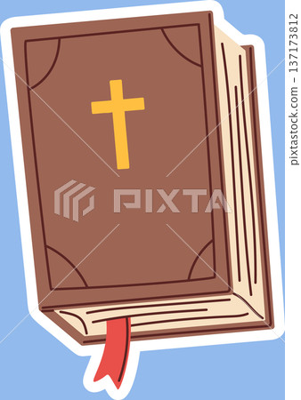 Bible book with cross sticker Bible book with cross sticker 137173812