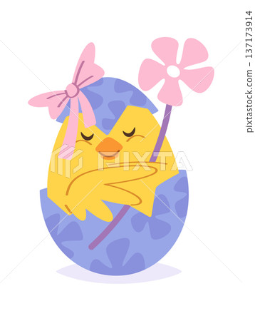 Cute Easter chicken sleeping design Cute Easter chicken sleeping design 137173914