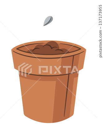 Planting strawberry seeds in flowerpot Planting strawberry seeds in flowerpot 137173955
