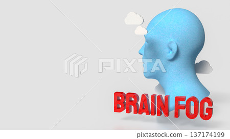 Brain Fog Concept with Human Head and Clouds 3d render. Brain Fog Concept with Human Head and Clouds 3d render. 137174199