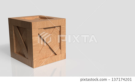 Wooden Shipping Crate Box Isolated on Gray Background 3d render. 137174201