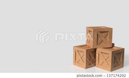 Stacked Wooden Shipping Crates on Gray Background 3d render. Stacked Wooden Shipping Crates on Gray Background 3d render. 137174202
