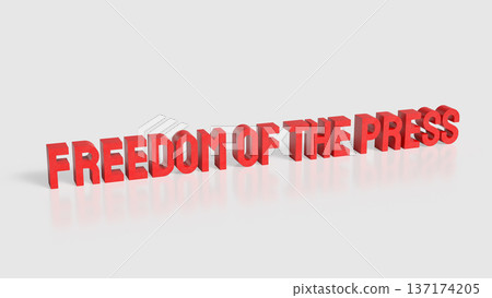 Freedom of the Press Concept Text on Gray Background 3d render. 137174205