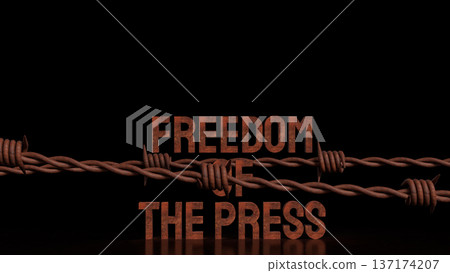 Freedom of the Press Restricted by Barbed Wire Concept 3d render. 137174207