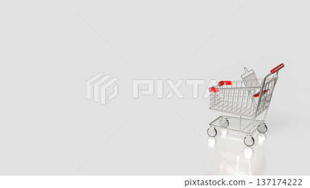 Modern Shopping Cart and Retail Commerce Concept 3d render. 137174222