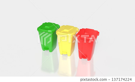 Color Coded Recycling Bins Isolated on White Background 3d render. 137174224