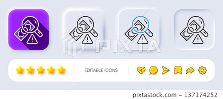 Fraud line icon. Neumorphic, Flat shadow, 3d buttons. Money crime sign. Accounting offense symbol. Line fraud icon. Social media icons. Vector 137174252