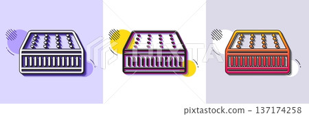 Mattress line icon. Halftone dotted pattern. Gradient icon with grain shadow. Orthopedic pad sign. Breathable sleep bed symbol. Line mattress icon. Various designs. Vector Mattress line icon. Halftone dotted pattern. Gradient icon with grain shadow. Orthopedic pad sign. Breathable sleep bed symbol. Line mattress icon. Various designs. Vector 137174258