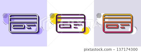 Credit card line icon. Halftone dotted pattern. Gradient icon with grain shadow. Bank payment method sign. Online Shopping symbol. Line credit card icon. Various designs. Vector Credit card line icon. Halftone dotted pattern. Gradient icon with grain shadow. Bank payment method sign. Online Shopping symbol. Line credit card icon. Various designs. Vector 137174300