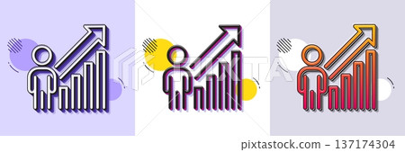 Employee result line icon. Halftone dotted pattern. Gradient icon with grain shadow. Business growth statistics sign. Human resource symbol. Line employee result icon. Various designs. Vector Employee result line icon. Halftone dotted pattern. Gradient icon with grain shadow. Business growth statistics sign. Human resource symbol. Line employee result icon. Various designs. Vector 137174304