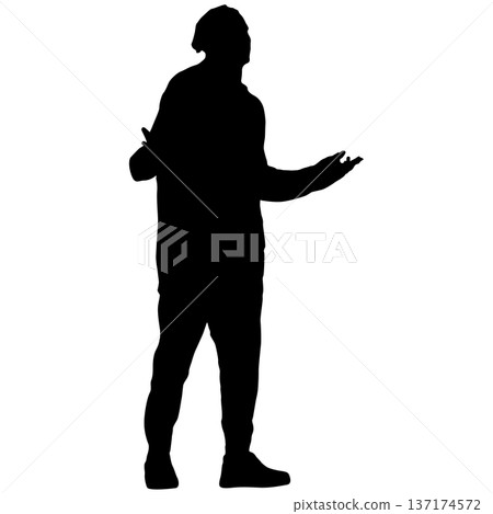 Black silhouette of a breakdancer in dynamic street dance pose isolated on white background. Urban culture concept for hip hop music design, sport wear, or graffiti style art Black silhouette of a breakdancer in dynamic street dance pose isolated on white background. Urban culture concept for hip hop music design, sport wear, or graffiti style art 137174572