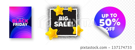 Big sale photo frame 3d stars. Discount sticker banner. Big Sale tag. Special offer price sign. Advertising Discounts symbol. Black friday poster. Promo background. Vector Big sale photo frame 3d stars. Discount sticker banner. Big Sale tag. Special offer price sign. Advertising Discounts symbol. Black friday poster. Promo background. Vector 137174733