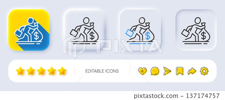 Salary line icon. Neumorphic, Flat shadow, 3d buttons. Business wages sign. Cash money bribe symbol. Line salary icon. Social media icons. Vector 137174757