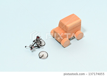 Image of a car and bicycle traffic accident Image of a car and bicycle traffic accident 137174855