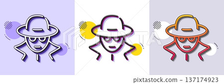 Fraud line icon. Halftone dotted pattern. Gradient icon with grain shadow. Spy of thief sign. Cyber hack symbol. Line fraud icon. Various designs. Vector 137174923