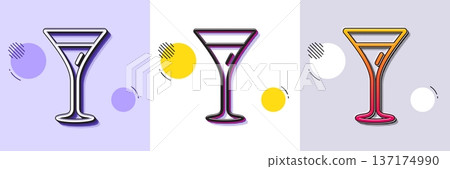 Martini glass line icon. Halftone dotted pattern. Gradient icon with grain shadow. Wine glass sign. Line martini glass icon. Various designs. Vector Martini glass line icon. Halftone dotted pattern. Gradient icon with grain shadow. Wine glass sign. Line martini glass icon. Various designs. Vector 137174990