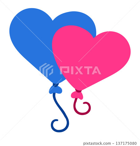 Hearts shaped balloons for romantic designs. 137175080