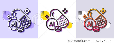 Aluminium mineral line icon. Halftone dotted pattern. Gradient icon with grain shadow. Chemical element Al sign. Capsule or pill symbol. Line aluminium mineral icon. Various designs. Vector Aluminium mineral line icon. Halftone dotted pattern. Gradient icon with grain shadow. Chemical element Al sign. Capsule or pill symbol. Line aluminium mineral icon. Various designs. Vector 137175222