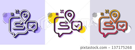 Journey line icon. Halftone dotted pattern. Gradient icon with grain shadow. Road path sign. Route map chat bubble symbol. Line journey icon. Various designs. Vector Journey line icon. Halftone dotted pattern. Gradient icon with grain shadow. Road path sign. Route map chat bubble symbol. Line journey icon. Various designs. Vector 137175268