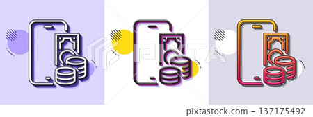 Phone pay line icon. Halftone dotted pattern. Gradient icon with grain shadow. Smartphone app sign. Cellphone mobile device symbol. Line phone pay icon. Various designs. Vector Phone pay line icon. Halftone dotted pattern. Gradient icon with grain shadow. Smartphone app sign. Cellphone mobile device symbol. Line phone pay icon. Various designs. Vector 137175492