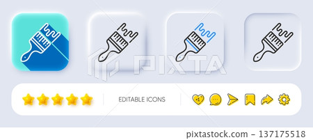 Paint brush line icon. Neumorphic, Flat shadow, 3d buttons. Wall paintbrush sign. Creative drawing art symbol. Line brush icon. Social media icons. Vector Paint brush line icon. Neumorphic, Flat shadow, 3d buttons. Wall paintbrush sign. Creative drawing art symbol. Line brush icon. Social media icons. Vector 137175518