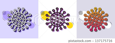 Coronavirus line icon. Halftone dotted pattern. Gradient icon with grain shadow. Covid-19 pandemic virus sign. Corona virus symbol. Line coronavirus icon. Various designs. Vector Coronavirus line icon. Halftone dotted pattern. Gradient icon with grain shadow. Covid-19 pandemic virus sign. Corona virus symbol. Line coronavirus icon. Various designs. Vector 137175716