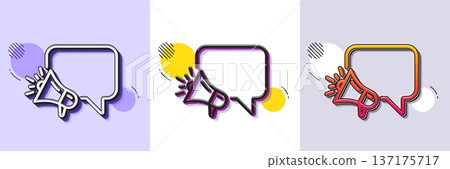Megaphone line icon. Halftone dotted pattern. Gradient icon with grain shadow. Advertisement device symbol. Brand ambassador speech bubble sign. Line megaphone icon. Various designs. Vector Megaphone line icon. Halftone dotted pattern. Gradient icon with grain shadow. Advertisement device symbol. Brand ambassador speech bubble sign. Line megaphone icon. Various designs. Vector 137175717