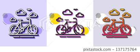 Bike rental line icon. Halftone dotted pattern. Gradient icon with grain shadow. Bicycle rent sign. Hotel service symbol. Line bike rental icon. Various designs. Vector Bike rental line icon. Halftone dotted pattern. Gradient icon with grain shadow. Bicycle rent sign. Hotel service symbol. Line bike rental icon. Various designs. Vector 137175764