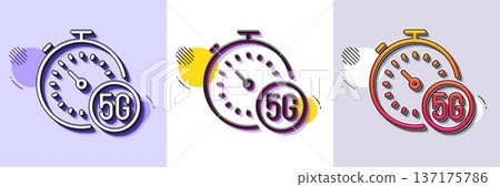 5g fast internet line icon. Halftone dotted pattern. Gradient icon with grain shadow. Wireless technology sign. Mobile wifi symbol. Line 5g internet icon. Various designs. Vector 5g fast internet line icon. Halftone dotted pattern. Gradient icon with grain shadow. Wireless technology sign. Mobile wifi symbol. Line 5g internet icon. Various designs. Vector 137175786