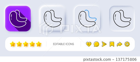 Cashew nut line icon. Neumorphic, Flat shadow, 3d buttons. Tasty nuts sign. Vegan food symbol. Line cashew nut icon. Social media icons. Vector 137175806