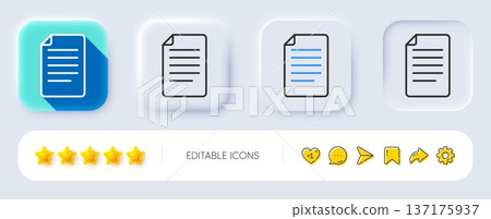 Document Management line icon. Neumorphic, Flat shadow, 3d buttons. Information File sign. Paper page concept symbol. Line file icon. Social media icons. Vector Document Management line icon. Neumorphic, Flat shadow, 3d buttons. Information File sign. Paper page concept symbol. Line file icon. Social media icons. Vector 137175937