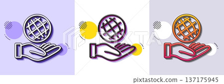 Safe planet line icon. Halftone dotted pattern. Gradient icon with grain shadow. World sign. Ecology symbol. Line safe planet icon. Various designs. Vector Safe planet line icon. Halftone dotted pattern. Gradient icon with grain shadow. World sign. Ecology symbol. Line safe planet icon. Various designs. Vector 137175945