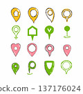 set of bright icons for displaying location on map. 137176024