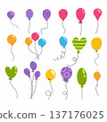 collection of colorful balloons in doodle style. Illustration on white background. 137176025