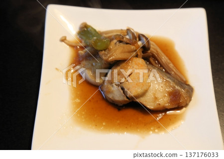Simmered silver cod with monkfish liver, fish dish, simmered dish, Japanese food Simmered silver cod with monkfish liver, fish dish, simmered dish, Japanese food 137176033