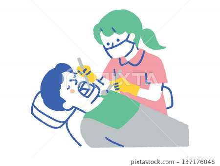 男子張開嘴接受牙科治療(彩色) 男子張開嘴接受牙科治療(彩色) 137176048