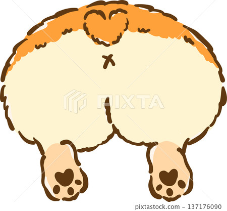 Cute Corgi butt bun cartoon hand drawn Cute Corgi butt bun cartoon hand drawn 137176090