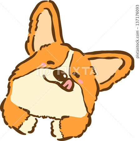 Cute Corgi dog happy face cartoon hand drawn Cute Corgi dog happy face cartoon hand drawn 137176093