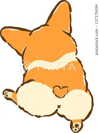 Cute Corgi butt climbing cartoon hand drawn 137176094