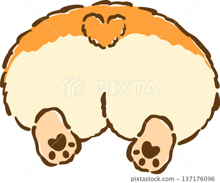Cute Kawaii Corgi butt bun cartoon hand drawn 137176096