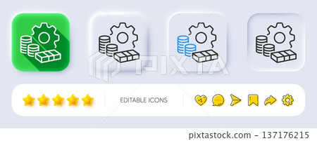 Money line icon. Neumorphic, Flat shadow, 3d buttons. Transfer payment sign. Bank account maintenance symbol. Line money icon. Social media icons. Vector 137176215