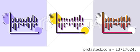 Column chart line icon. Halftone dotted pattern. Gradient icon with grain shadow. Financial graph sign. Stock exchange symbol. Business investment. Line column diagram icon. Various designs. Vector 137176243