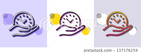 Safe time line icon. Halftone dotted pattern. Gradient icon with grain shadow. Clock sign. Office management symbol. Line safe time icon. Various designs. Vector Safe time line icon. Halftone dotted pattern. Gradient icon with grain shadow. Clock sign. Office management symbol. Line safe time icon. Various designs. Vector 137176259
