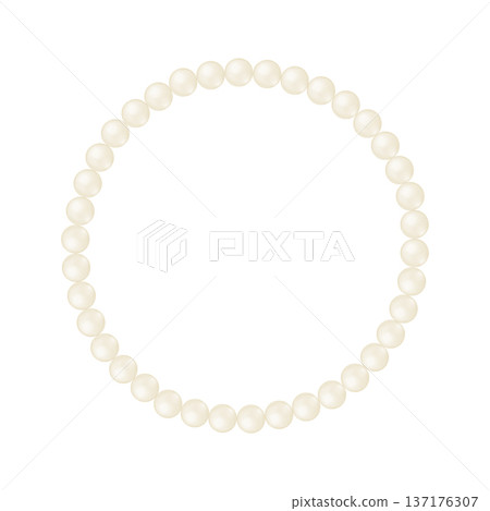 Round frame of pearls isolated on white background. Luxury pearlescent beads bracelet, choker or necklace. Beautiful jewelry element. Vector realistic illustration Round frame of pearls isolated on white background. Luxury pearlescent beads bracelet, choker or necklace. Beautiful jewelry element. Vector realistic illustration 137176307